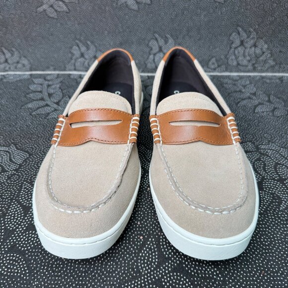 Cole Haan Mens Penny Loafers 9.5M Suede & Leather Beige/Brown Slip-On Shoes - Picture 2 of 6